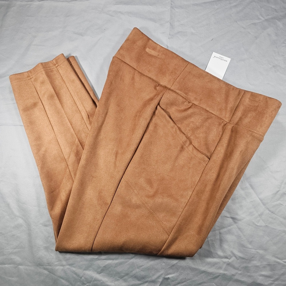 Westbound Woman 1X Short Brown Velvet Feel Leggings High Rise Skinny NWT 1535